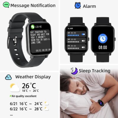 DXPICR 1.7″ Touchscreen Rechargeable Smart Watch