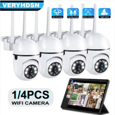 4pcs 1080P HD WiFi Surveillance Cameras 5G Outdoor 4.0X Zoom Video Security CCTV IP Camera Smart Full Color Human Detect Night Vision
